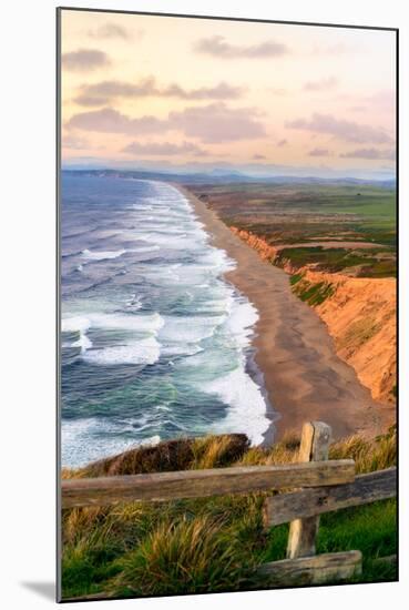 Sunset along Pt Reyes Seashore, San Francisco with oceans breaking along the California coast-David Chang-Mounted Photographic Print