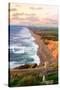 Sunset along Pt Reyes Seashore, San Francisco with oceans breaking along the California coast-David Chang-Stretched Canvas