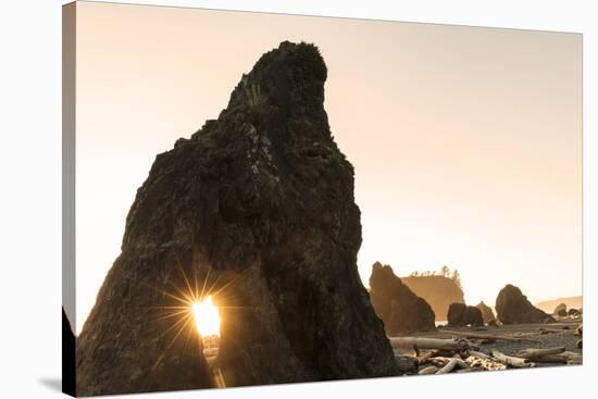 Sunset along sea stacks on Ruby Beach in Olympic National Park, Washington State, USA-Chuck Haney-Stretched Canvas