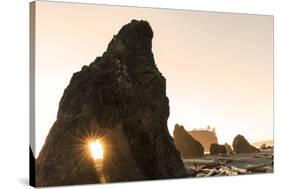 Sunset along sea stacks on Ruby Beach in Olympic National Park, Washington State, USA-Chuck Haney-Stretched Canvas