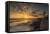 Sunset Along Tamarack Beach in Carlsbad, Ca-Andrew Shoemaker-Framed Stretched Canvas