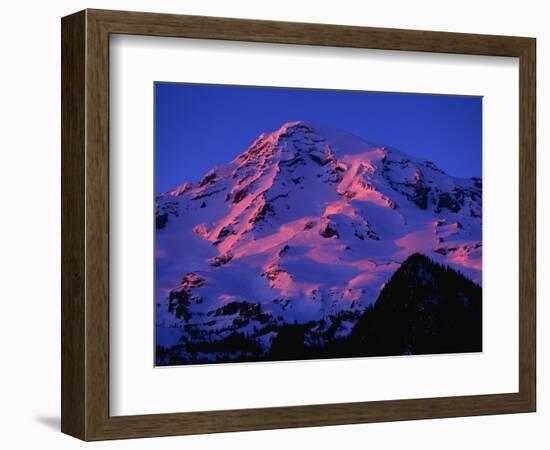 Sunset Alpenglow on Mount Rainier-Paul Souders-Framed Photographic Print