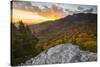 Sunset and autumn color at Grandfather Mountain, located on the Blue Ridge Parkway, North Carolina,-Jon Reaves-Stretched Canvas