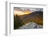 Sunset and autumn color at Grandfather Mountain, located on the Blue Ridge Parkway, North Carolina,-Jon Reaves-Framed Photographic Print