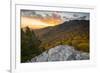 Sunset and autumn color at Grandfather Mountain, located on the Blue Ridge Parkway, North Carolina,-Jon Reaves-Framed Photographic Print