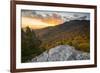 Sunset and autumn color at Grandfather Mountain, located on the Blue Ridge Parkway, North Carolina,-Jon Reaves-Framed Photographic Print