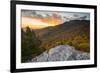 Sunset and autumn color at Grandfather Mountain, located on the Blue Ridge Parkway, North Carolina,-Jon Reaves-Framed Photographic Print