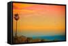 Sunset and Birds-Lantern Press-Framed Stretched Canvas