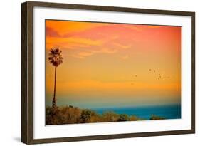 Sunset and Birds-Lantern Press-Framed Art Print