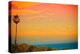 Sunset and Birds-Lantern Press-Stretched Canvas