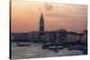 Sunset and Boats Along the Grand Canal Venice, Italy-Darrell Gulin-Stretched Canvas