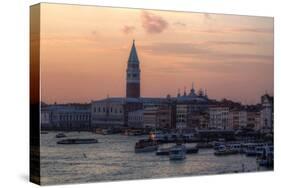 Sunset and Boats Along the Grand Canal Venice, Italy-Darrell Gulin-Stretched Canvas