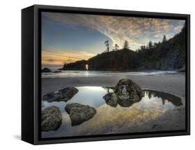 Sunset and Cloud Reflections, Olympic National Park, Washington, USA-Tom Norring-Framed Stretched Canvas