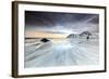 Sunset and Hikers on Skagsanden Beach Surrounded by Snow Covered Mountains-Roberto Moiola-Framed Photographic Print