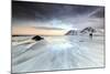 Sunset and Hikers on Skagsanden Beach Surrounded by Snow Covered Mountains-Roberto Moiola-Mounted Photographic Print