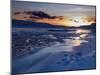 Sunset and Ice Crystals in the Water, Holtavorduheidi, Iceland-Ragnar Th Sigurdsson-Mounted Photographic Print