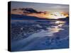 Sunset and Ice Crystals in the Water, Holtavorduheidi, Iceland-Ragnar Th Sigurdsson-Stretched Canvas