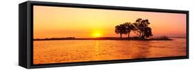 Sunset and Island, Chobe River Near Kasane,Africa, Botswana, Chobe National Park-Christian Heeb-Framed Stretched Canvas