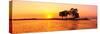 Sunset and Island, Chobe River Near Kasane,Africa, Botswana, Chobe National Park-Christian Heeb-Stretched Canvas