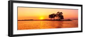 Sunset and Island, Chobe River Near Kasane,Africa, Botswana, Chobe National Park-Christian Heeb-Framed Photographic Print