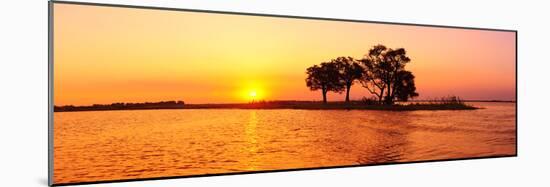 Sunset and Island, Chobe River Near Kasane,Africa, Botswana, Chobe National Park-Christian Heeb-Mounted Photographic Print