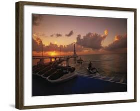 Sunset and Jet Skis, Cancun, Mexico-Walter Bibikow-Framed Photographic Print