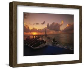 Sunset and Jet Skis, Cancun, Mexico-Walter Bibikow-Framed Photographic Print