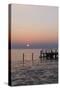 Sunset and Jetty in Podersdorf Am See, Frozen Lake Neusiedl, Burgenland, Austria, Europe-Gerhard Wild-Stretched Canvas