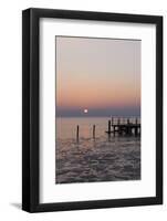 Sunset and Jetty in Podersdorf Am See, Frozen Lake Neusiedl, Burgenland, Austria, Europe-Gerhard Wild-Framed Photographic Print