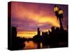 Sunset and Lamp, Rialto Towers and Yarra River, Melbourne, Victoria, Australia-David Wall-Stretched Canvas