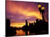 Sunset and Lamp, Rialto Towers and Yarra River, Melbourne, Victoria, Australia-David Wall-Stretched Canvas