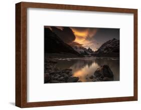 Sunset and lenticular clouds at Laguna Torre, Los Glaciares National Park, Argentina-Ed Rhodes-Framed Photographic Print