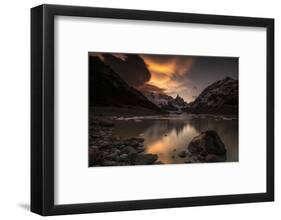 Sunset and lenticular clouds at Laguna Torre, Los Glaciares National Park, Argentina-Ed Rhodes-Framed Photographic Print
