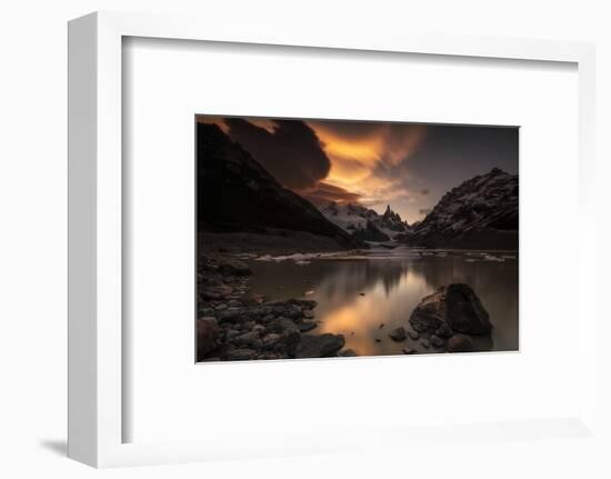 Sunset and lenticular clouds at Laguna Torre, Los Glaciares National Park, Argentina-Ed Rhodes-Framed Photographic Print