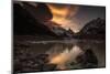 Sunset and lenticular clouds at Laguna Torre, Los Glaciares National Park, Argentina-Ed Rhodes-Mounted Photographic Print