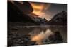 Sunset and lenticular clouds at Laguna Torre, Los Glaciares National Park, Argentina-Ed Rhodes-Mounted Photographic Print