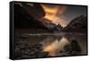 Sunset and lenticular clouds at Laguna Torre, Los Glaciares National Park, Argentina-Ed Rhodes-Framed Stretched Canvas