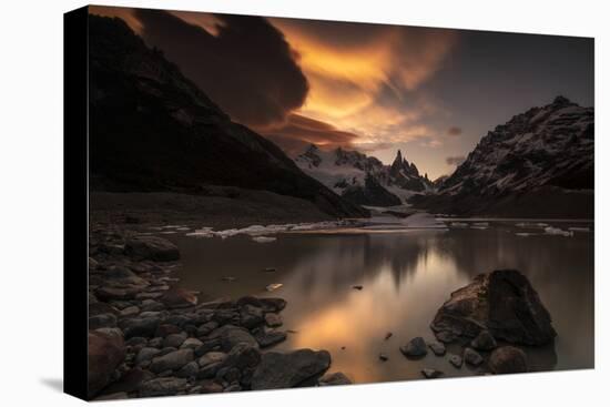 Sunset and lenticular clouds at Laguna Torre, Los Glaciares National Park, Argentina-Ed Rhodes-Stretched Canvas