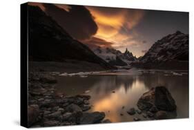 Sunset and lenticular clouds at Laguna Torre, Los Glaciares National Park, Argentina-Ed Rhodes-Stretched Canvas