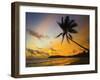 Sunset and Palm Tree and the Western Point of the South Coast Surf Beach at Mirissa, Near Matara, S-Robert Francis-Framed Photographic Print