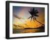 Sunset and Palm Tree and the Western Point of the South Coast Surf Beach at Mirissa, Near Matara, S-Robert Francis-Framed Photographic Print