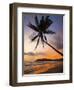 Sunset and Palm Tree and the Western Point of the South Coast Surf Beach at Mirissa, Near Matara, S-Robert Francis-Framed Photographic Print