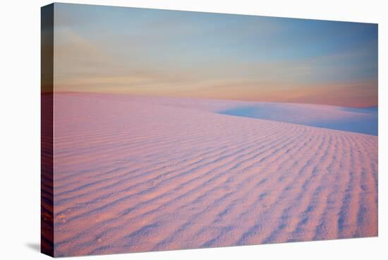 Sunset and Patterns in Snow Covered Wheat Fields-Terry Eggers-Stretched Canvas