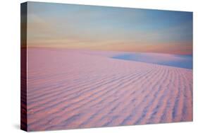 Sunset and Patterns in Snow Covered Wheat Fields-Terry Eggers-Stretched Canvas