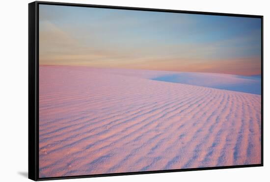 Sunset and Patterns in Snow Covered Wheat Fields-Terry Eggers-Framed Stretched Canvas