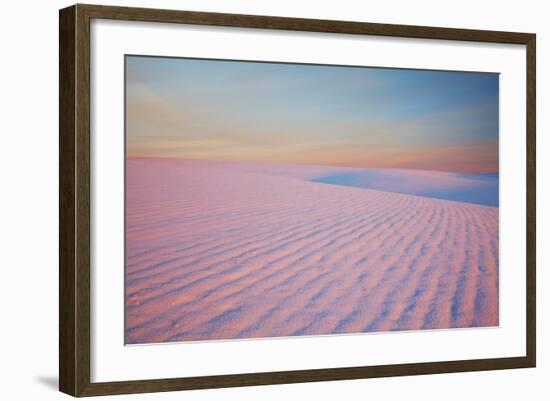 Sunset and Patterns in Snow Covered Wheat Fields-Terry Eggers-Framed Photographic Print