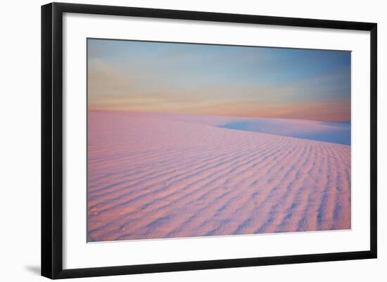 Sunset and Patterns in Snow Covered Wheat Fields-Terry Eggers-Framed Photographic Print