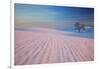 Sunset and Patterns in Snow Covered Wheat Fields-Terry Eggers-Framed Photographic Print