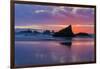 Sunset and sea stacks, Bandon, Oregon-Darrell Gulin-Framed Photographic Print