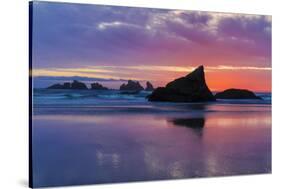 Sunset and sea stacks, Bandon, Oregon-Darrell Gulin-Stretched Canvas